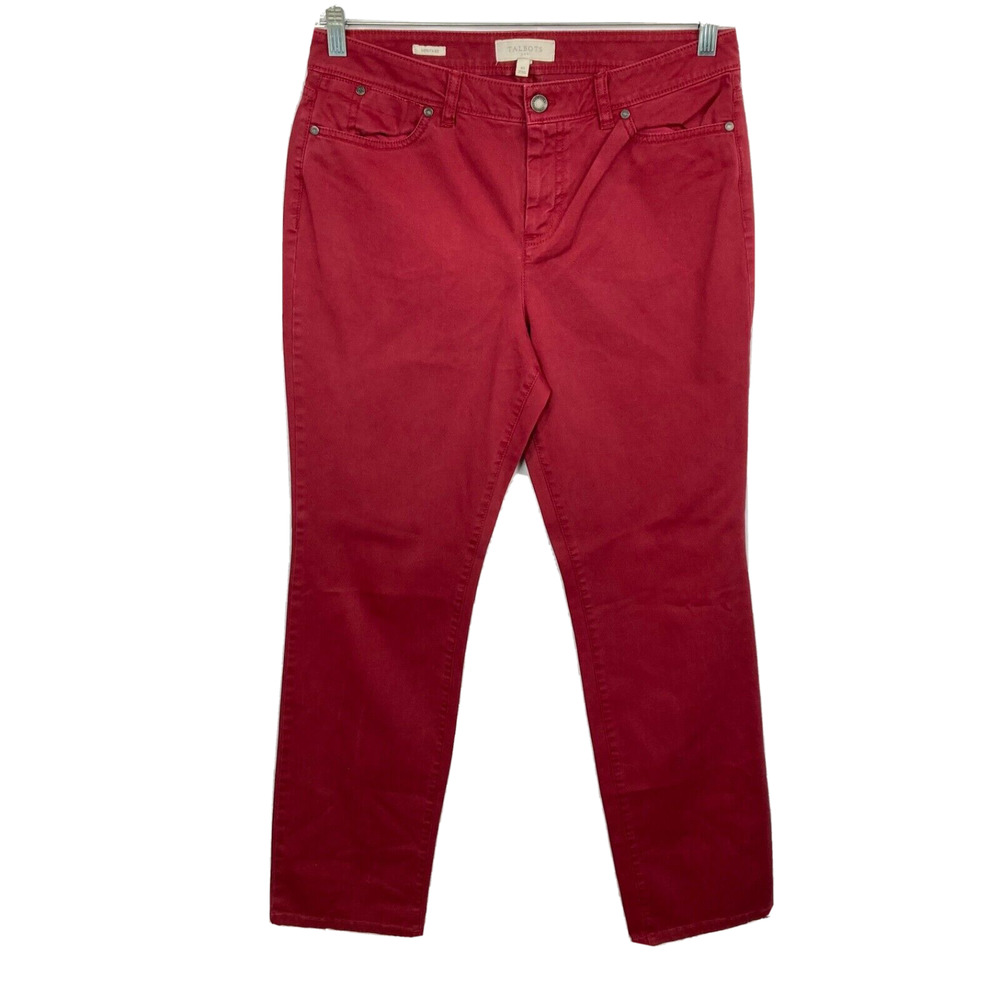 Talbots Jeans Womens‎ Sz 10 Maroon Red Heritage Straight Leg Cotton Stretch